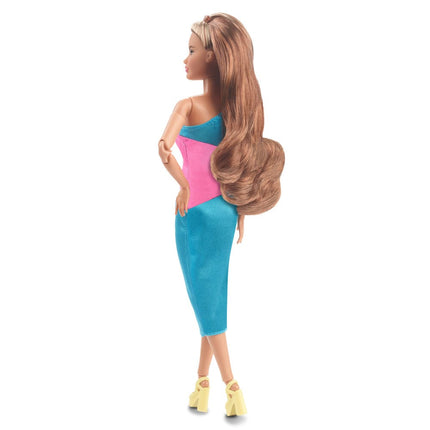 Barbie Signature  Looks Doll Model #15 Brunette Ponytail, Turquoise/Pink Dress