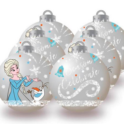 Boules de sapin de Noël Frozen 8 cm Pack 6 Disney Silver