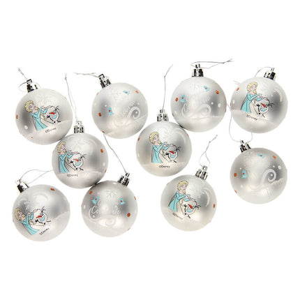 Frozen Christmas tree balls 6cm pack 10 silver Disney