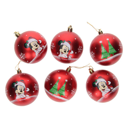 Mickey Maus Weihnachtsbälle 8 cm Pack 6 Disney rot