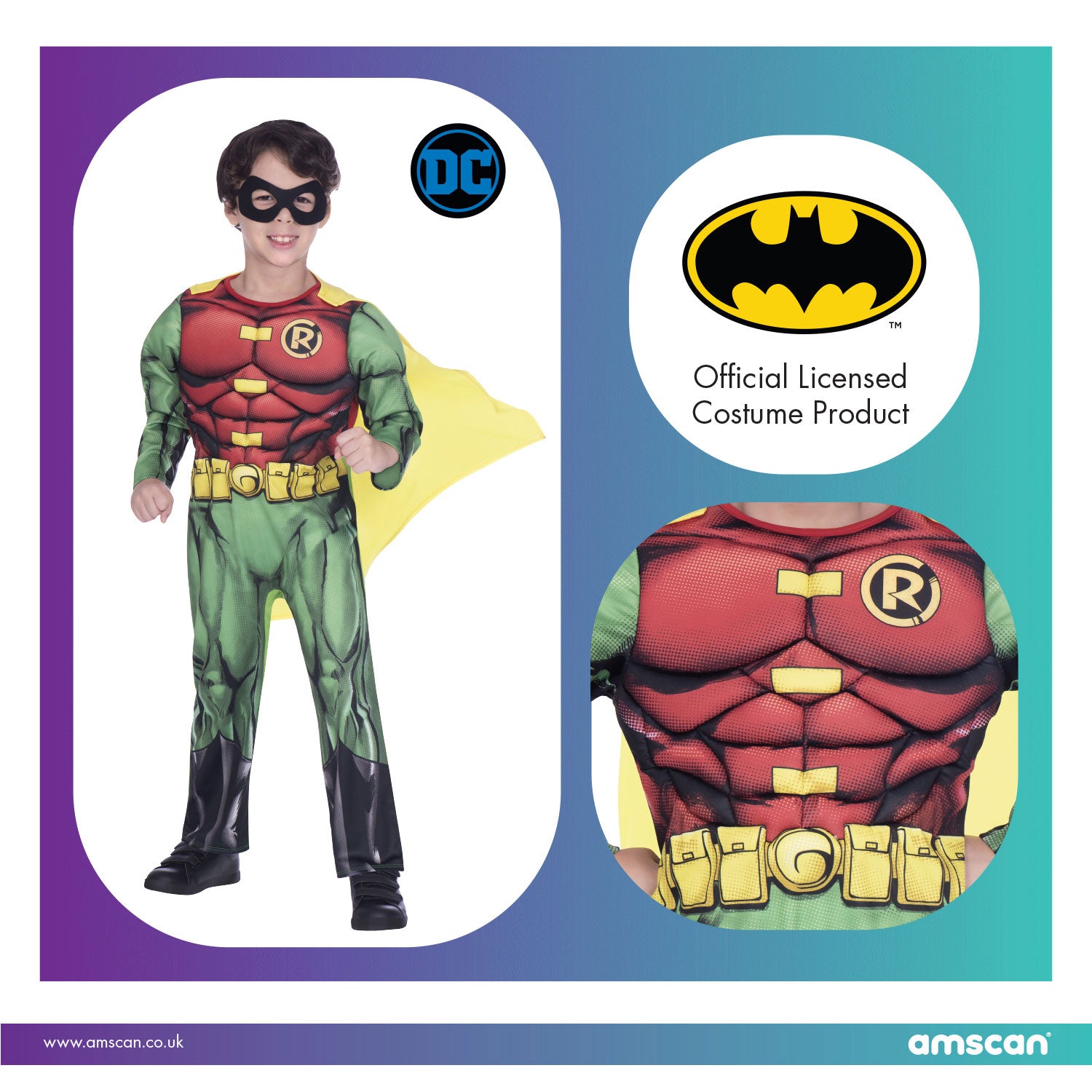 Robin Costume Carnevale Batman Bambino Deluxe Roleplay Fancy Dress –  poptoys.it