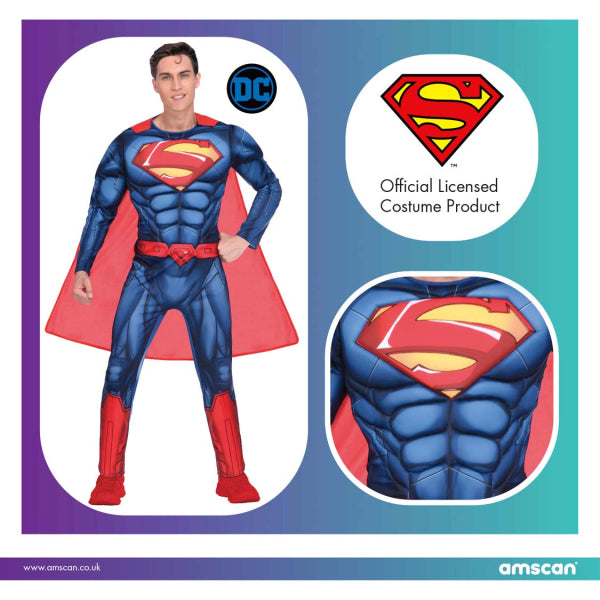 Superman Costume Uomo Carnevale Deluxe Adulti Fancy Dress – poptoys.it