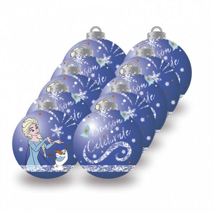 Boules d'arbre de Noël Frozen 6cm pack 10 Bleu Disney