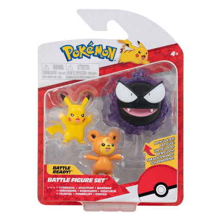 Figurka Pokémon Battle 3-Pack Teddiursa, Pikachu #9, Gastly 5 cm