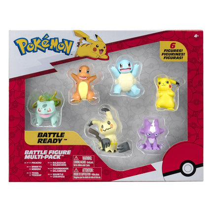 Pokémon Battle Rysunek 6-Pack 5 cm Pikachu #2, Squirtle, Charmander, Bulbasaur, Sirfetch'd, Toxel